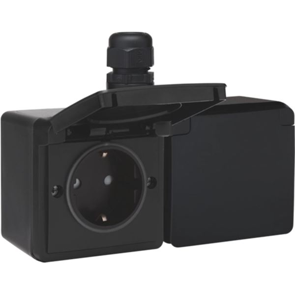 Niko New Hydro Wandcontactdoos (16A./250V. AC, zwart) 