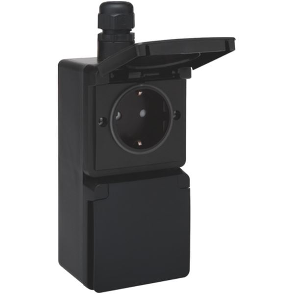 Niko New Hydro Wandcontactdoos (16A., 250V. AC, zwart)